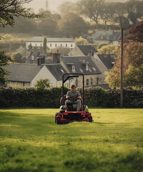 Mowing grass